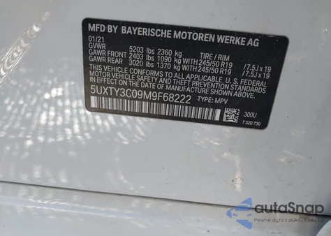 2021 BMW X3 Sdrive30I from USA, damaged, VIN 5UXTY3C09M9F68222